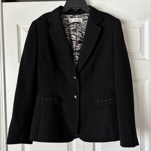 Tahari ASL Classic Business Casual Tailored Black Blazer Jacket